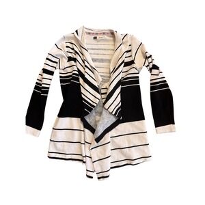 Roxy Womens Striped Open Front Waterfall Cardigan Black White Small v-310/QW